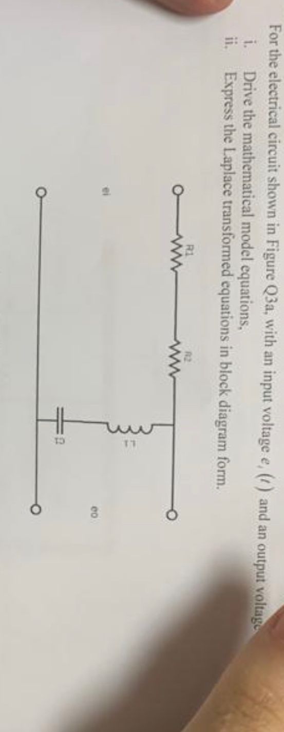 For the electrical circuit shown in Figure Q3a, ﻿with