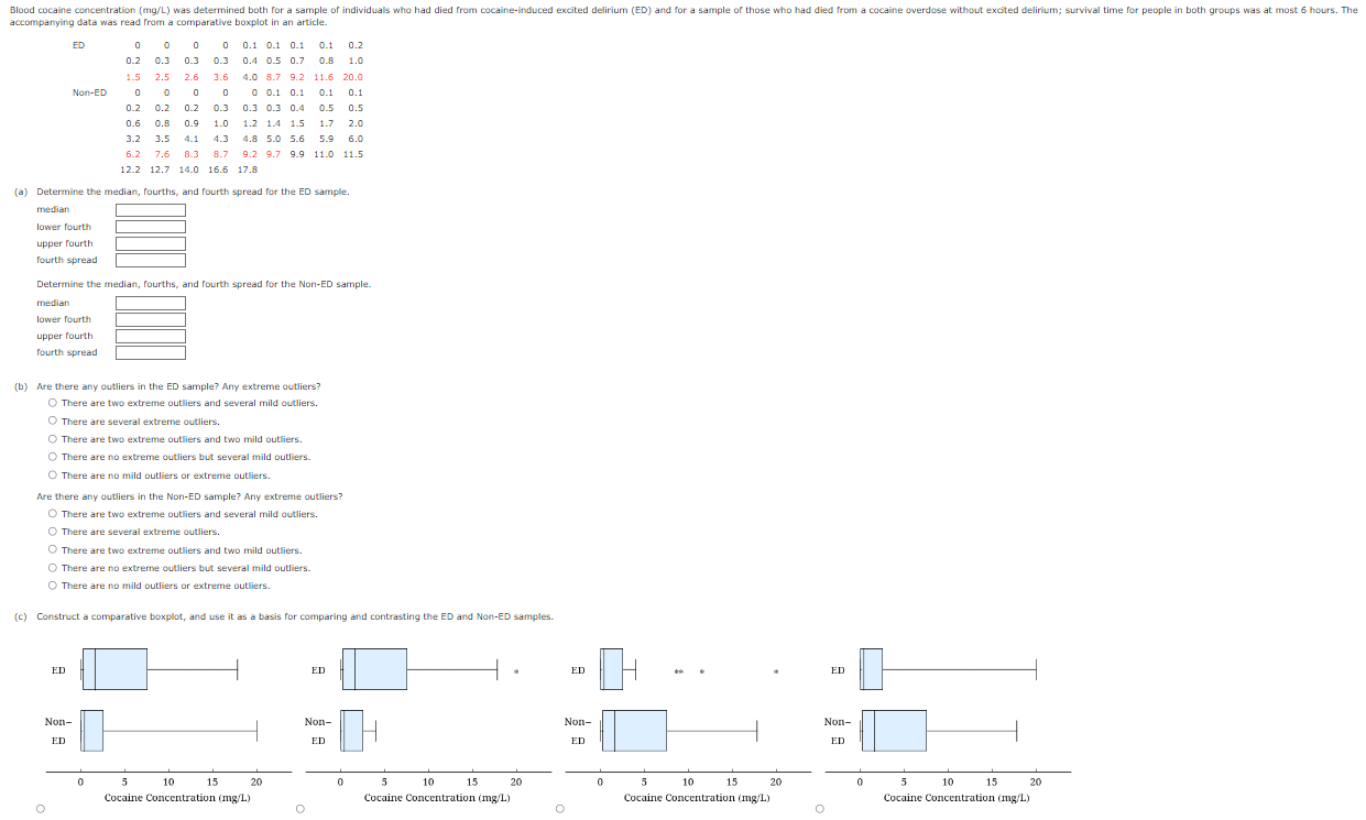Solved Determine the median, fourths, and fourth spread for