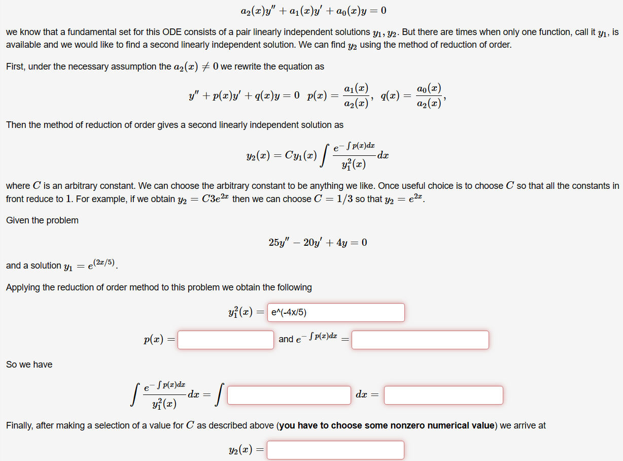 Solved a2(x)y''+a1(x)y'+a0(x)y=0we know that a fundamental | Chegg.com