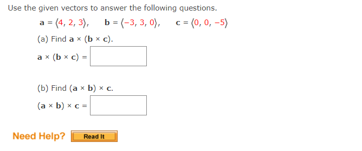 Solved Use the given vectors to answer the following | Chegg.com