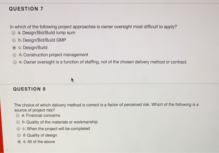 Solved QUESTION 7 In which of the following project | Chegg.com