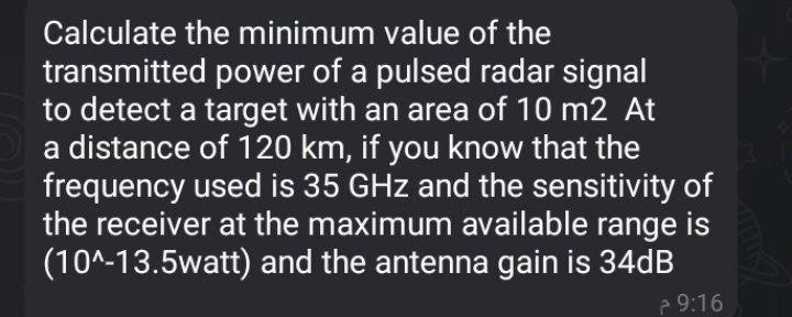 Solved Calculate the minimum value of the transmitted power | Chegg.com