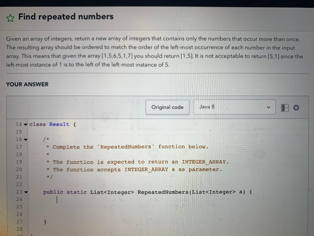 Solved ☆ Find repeated numbers Given an array of integers, | Chegg.com