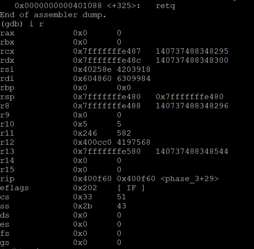 lea Dump of assembler code for function phase_3