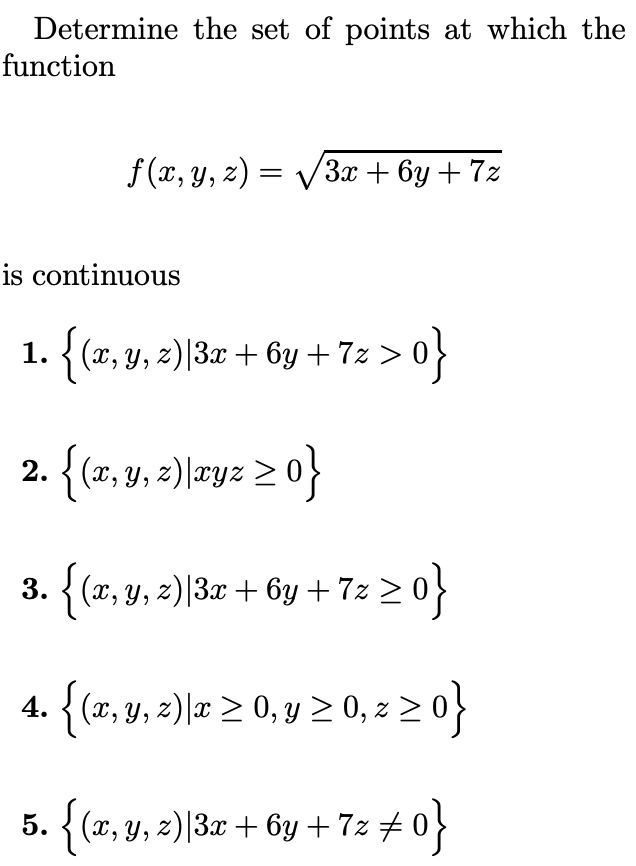 Solved Determine the set of points at which the function | Chegg.com