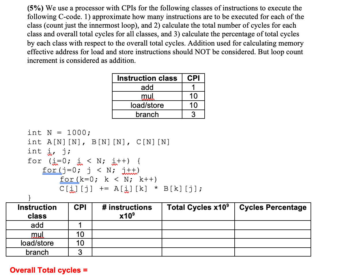 5 We Use A Processor With Cpis For The Followin Chegg Com