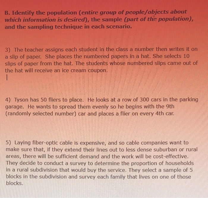 Solved B. Identify the population (entire group of | Chegg.com
