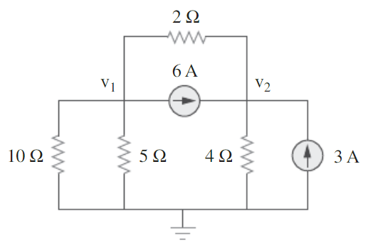 Solved 2 Ω 6A V1 V2 10 Ω 5 Ω 4 Ω WW 3Α w | Chegg.com