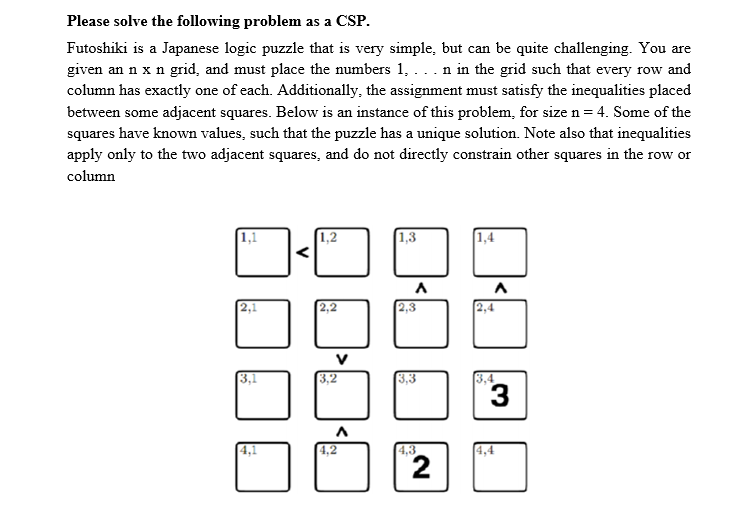 Solved Please solve the following problem as a CSP. | Chegg.com