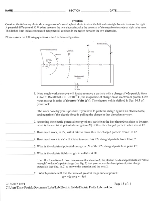 Solved NAME SECTION Problem Consider the following electrode | Chegg.com