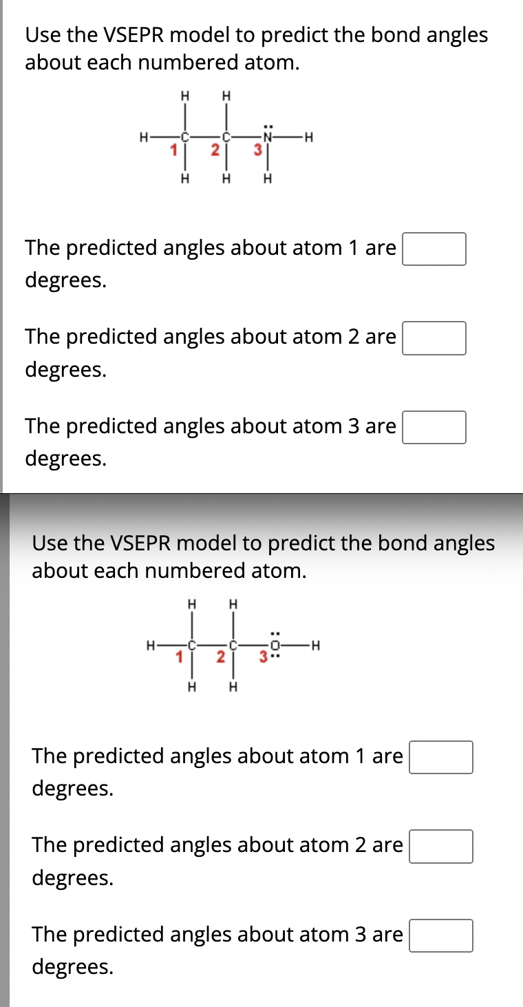 Solved Use The VSEPR Model To Predict The Bond Anglesabout | Chegg.com