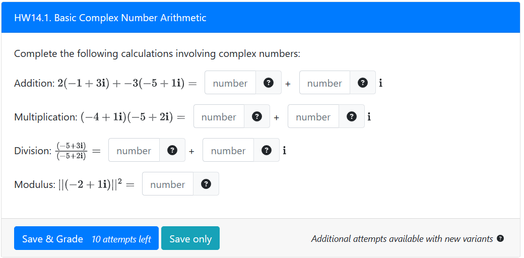 Solved Complete the following calculations involving complex | Chegg.com