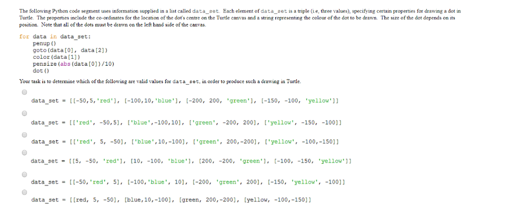 The following Python code segment uses information | Chegg.com