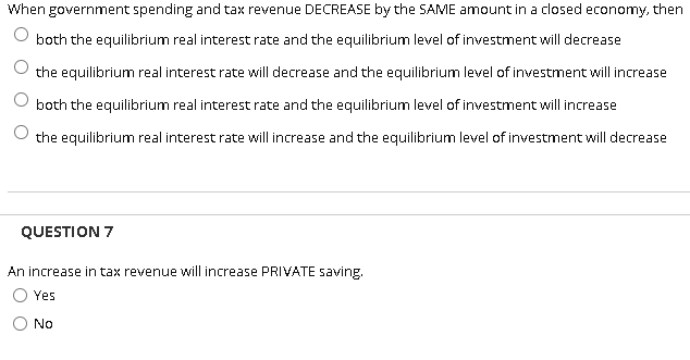 Solved When government spending and tax revenue DECREASE by | Chegg.com