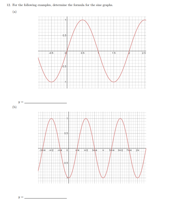 Solved 11. For the following examples, find the amplitude, | Chegg.com