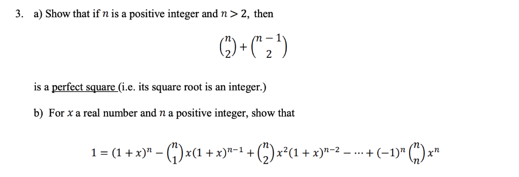 Solved 3. a) Show that if n is a positive integer and n > 2, | Chegg.com