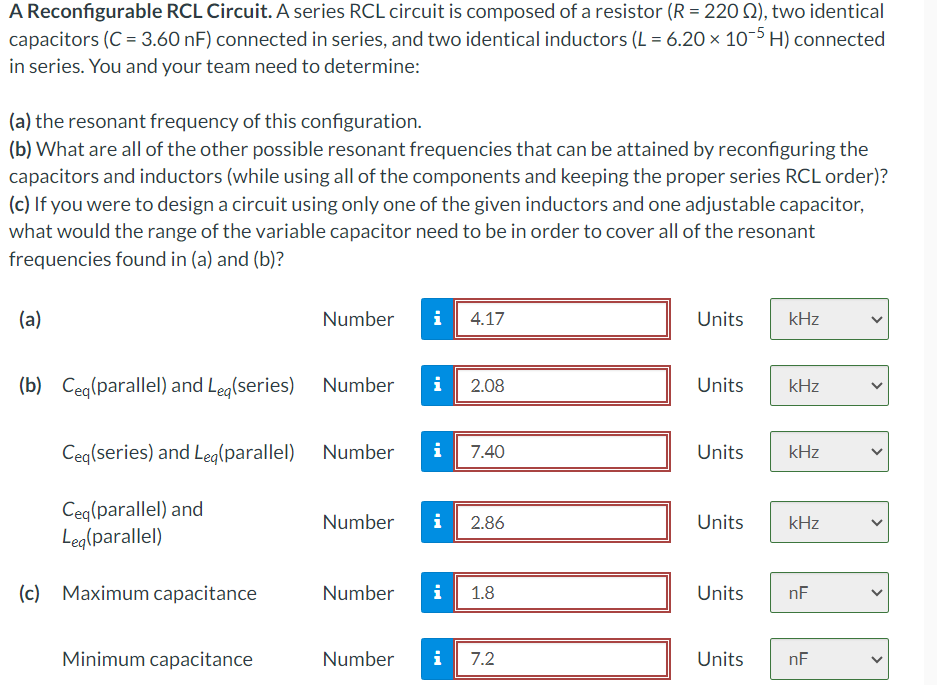 Solved A Reconfigurable RCL Circuit. A series RCL circuit is | Chegg.com
