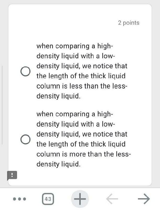 Solved 2 Points O When Comparing A High Density Liquid With Chegg Com   PhpZZTOpL