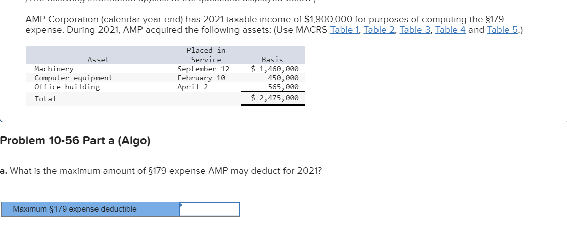 Solved AMP Corporation (calendar year-end) has 2021 taxable | Chegg.com