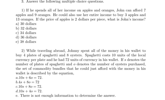 Solved Answer the following multiple choice questions. If | Chegg.com