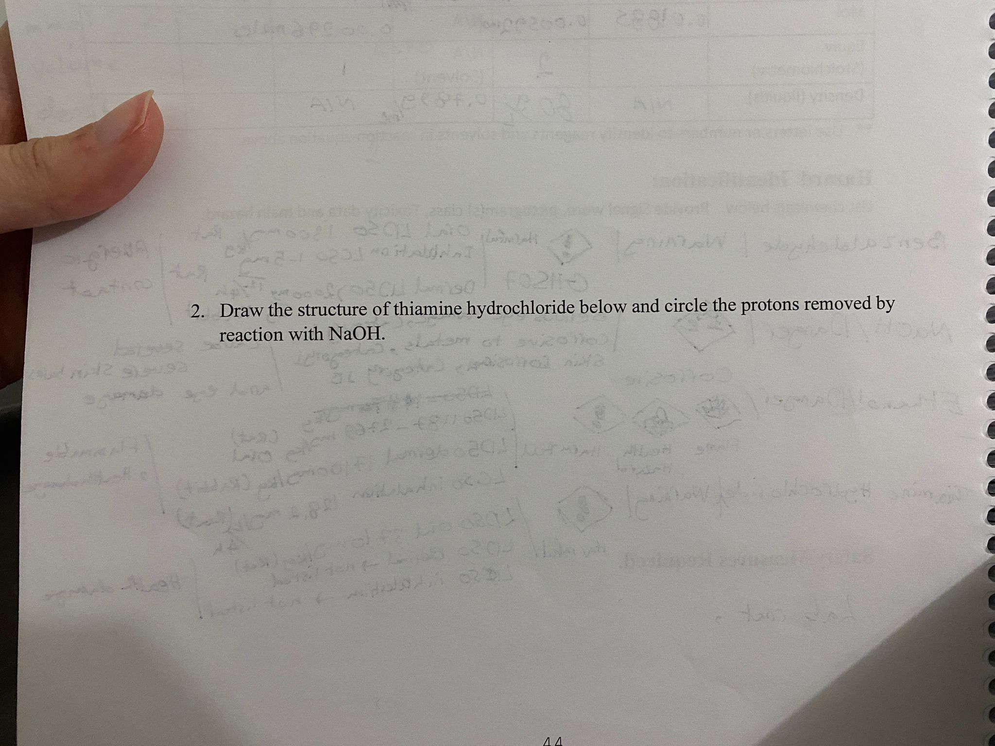 Solved 2. Draw the structure of thiamine hydrochloride below