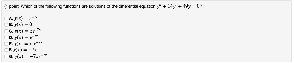 Solved (1 point) Which of the following functions are | Chegg.com