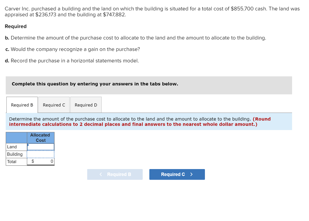 Solved stuated for Carver Inc. purchased a building and the | Chegg.com