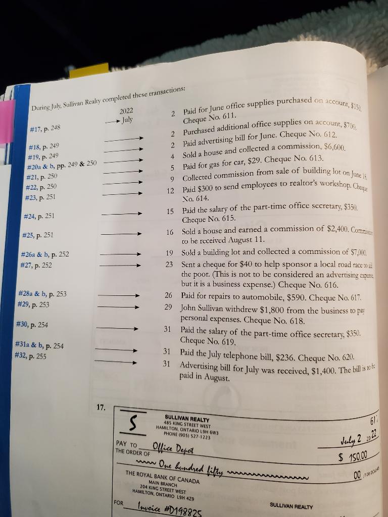 2 Paid for June office supplies purchased on account,
