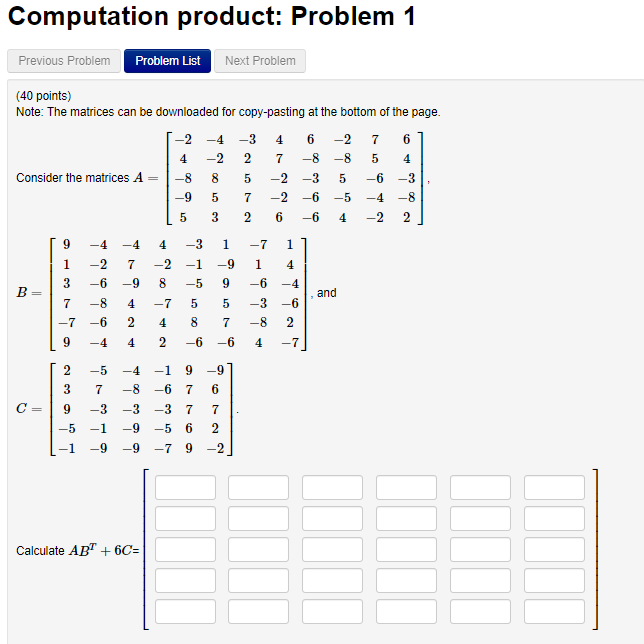 Solved Computation product: Problem 1 Previous Problem | Chegg.com