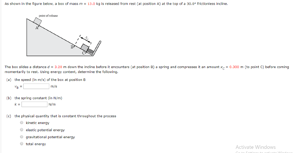 Solved As shown in the figure below, a box of mass m = 13.0 | Chegg.com