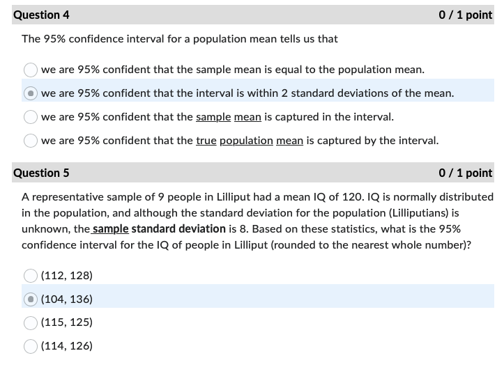 Solved The 95% confidence interval for a population mean | Chegg.com