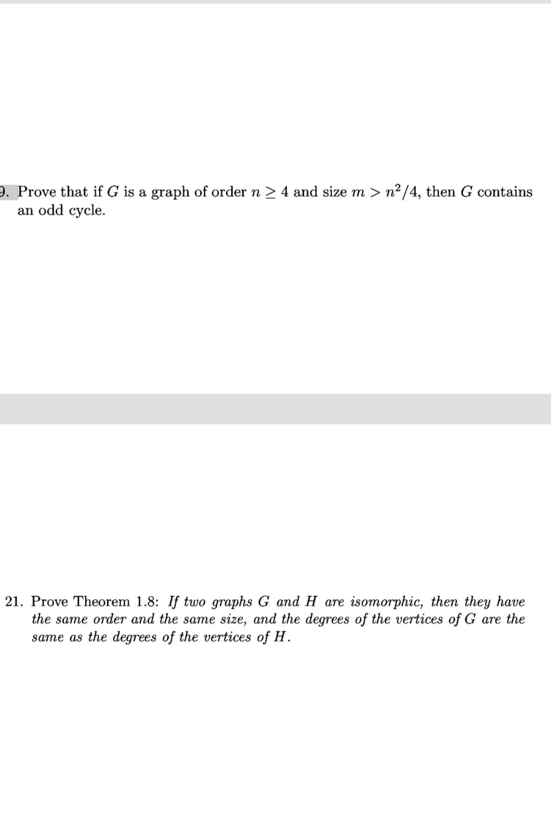 Solved 9. Prove that if \\( G \\) is a graph of order \\( n | Chegg.com