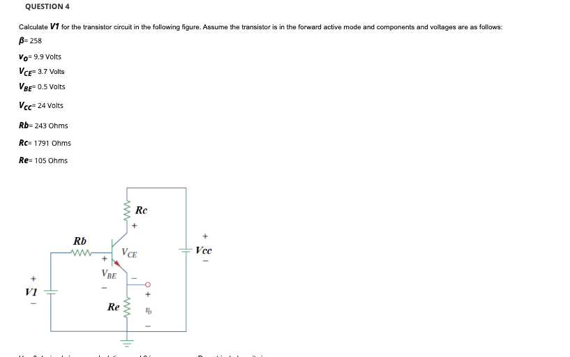 Solved QUESTION 4Calculate V1 ﻿for the transistor circuit in | Chegg.com
