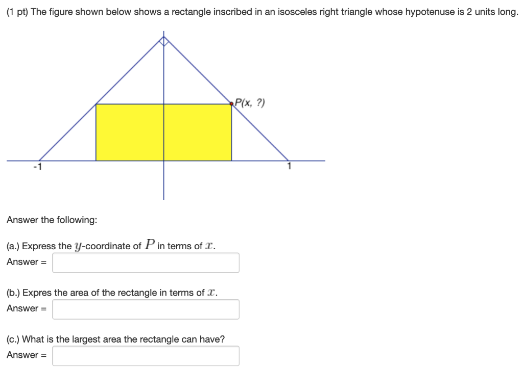 Solved (1 pt) The figure shown below shows a rectangle | Chegg.com