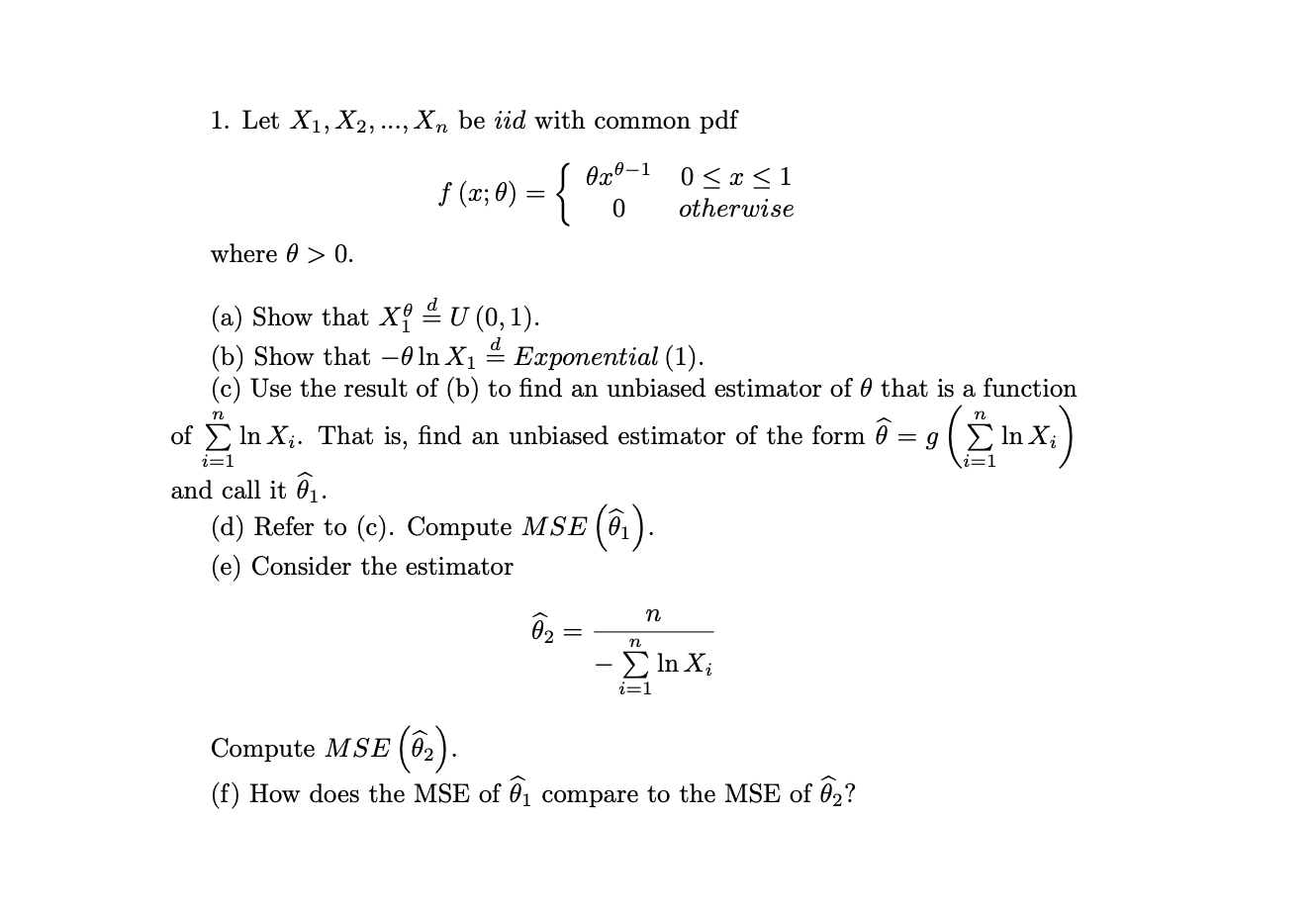 1 Let X1 X2 Be Iid With Common Pdf S 0x9 1 Chegg Com