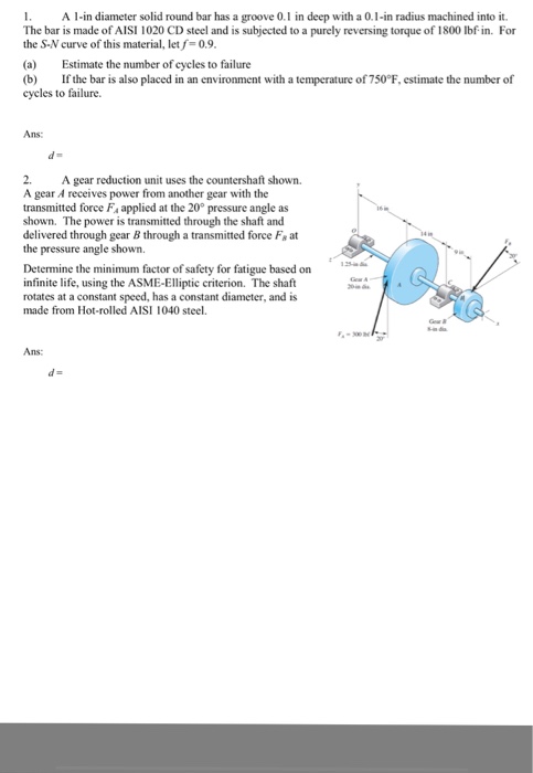 Solved . -in diameter solid round bar has a groove 0.1 in | Chegg.com