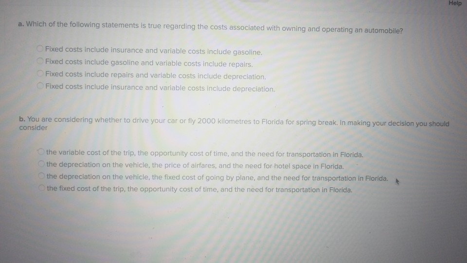 Solved Help A. Which Of The Following Statements Is True