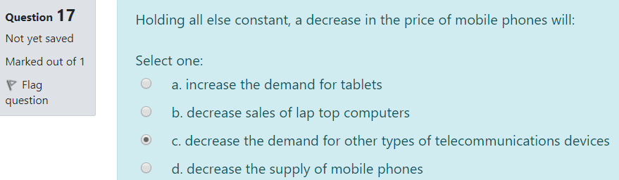 Solved Holding all else constant, a decrease in the price of | Chegg.com