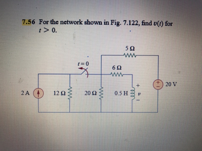 Solved 7.56 For the network shown in Fig. 7.122, find v(t) | Chegg.com