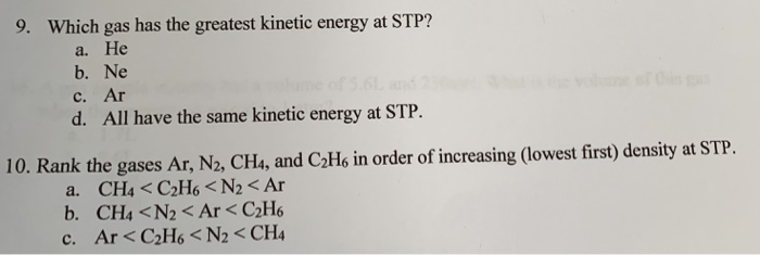 Which Gas Has The Greatest Kinetic Energy At Stp