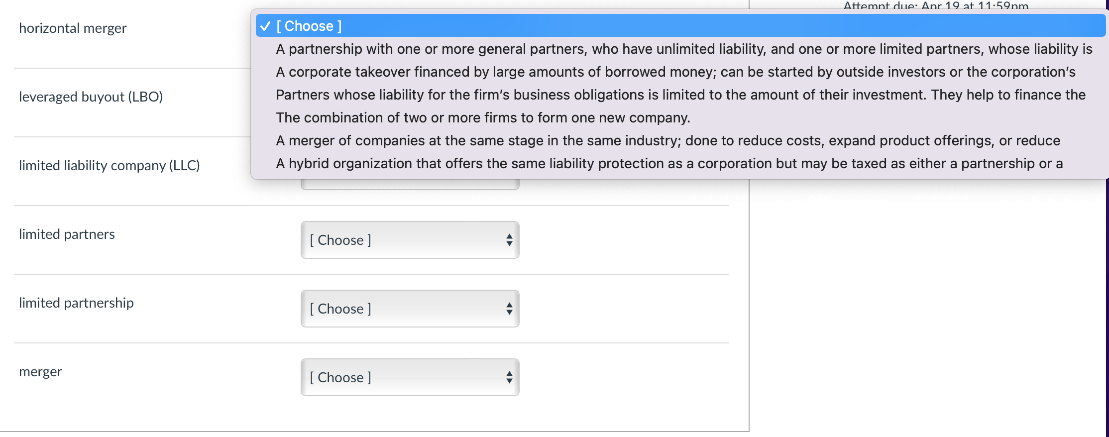 Solved horizontal merger A partnership with one or more | Chegg.com