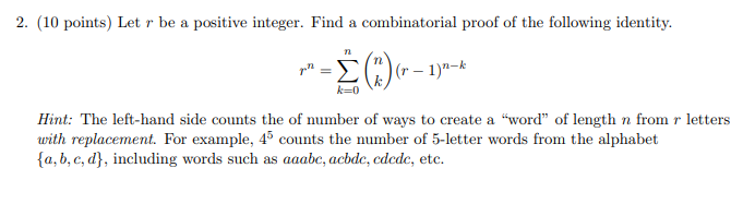 Solved (10 points) Let r be a positive integer. Find a | Chegg.com