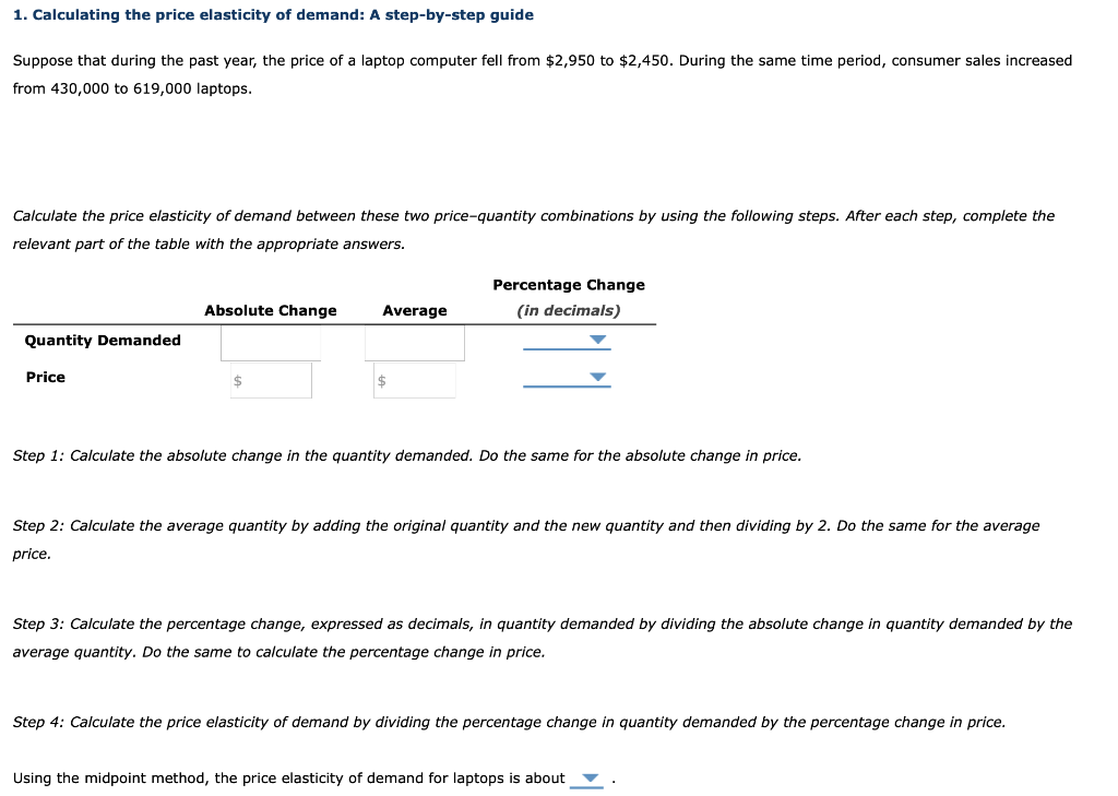 Solved 1. Calculating The Price Elasticity Of Demand: A | Chegg.com