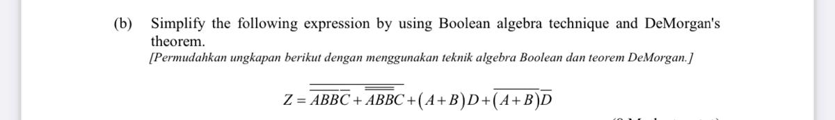 Solved (b) Simplify The Following Expression By Using | Chegg.com