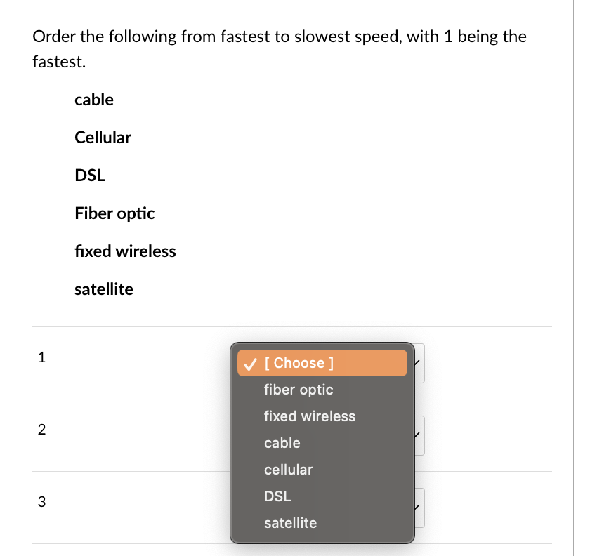 put the speed of sound in order from fastest to slowest