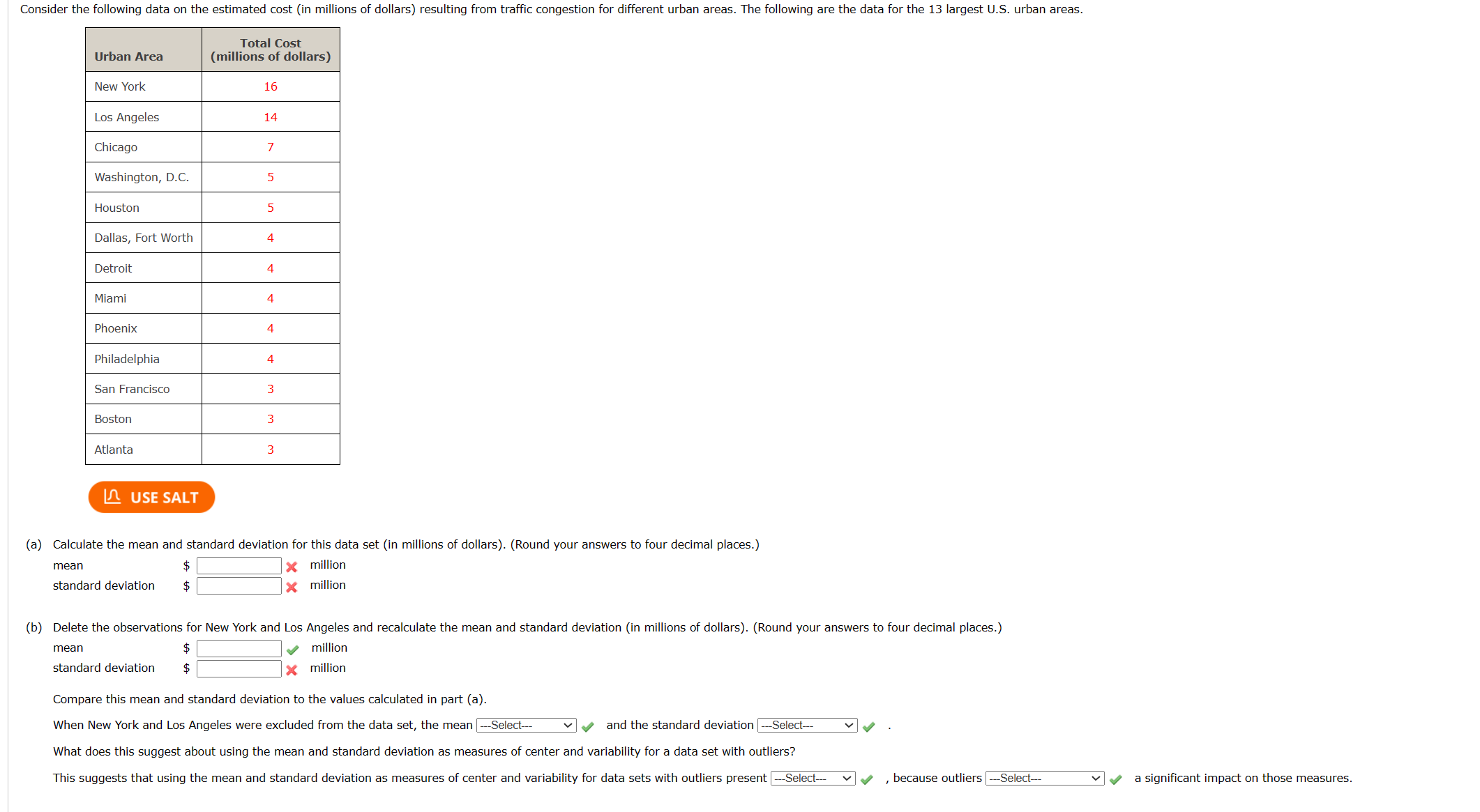 Solved (a) Calculate the mean and standard deviation for | Chegg.com