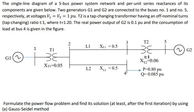 Solved The single-line diagram of a 5-bus power system | Chegg.com