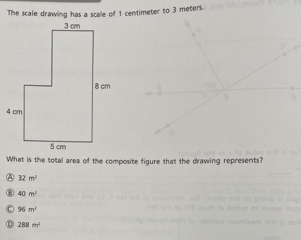 Solved The scale drawing has a scale of 1 centimeter to 3 | Chegg.com