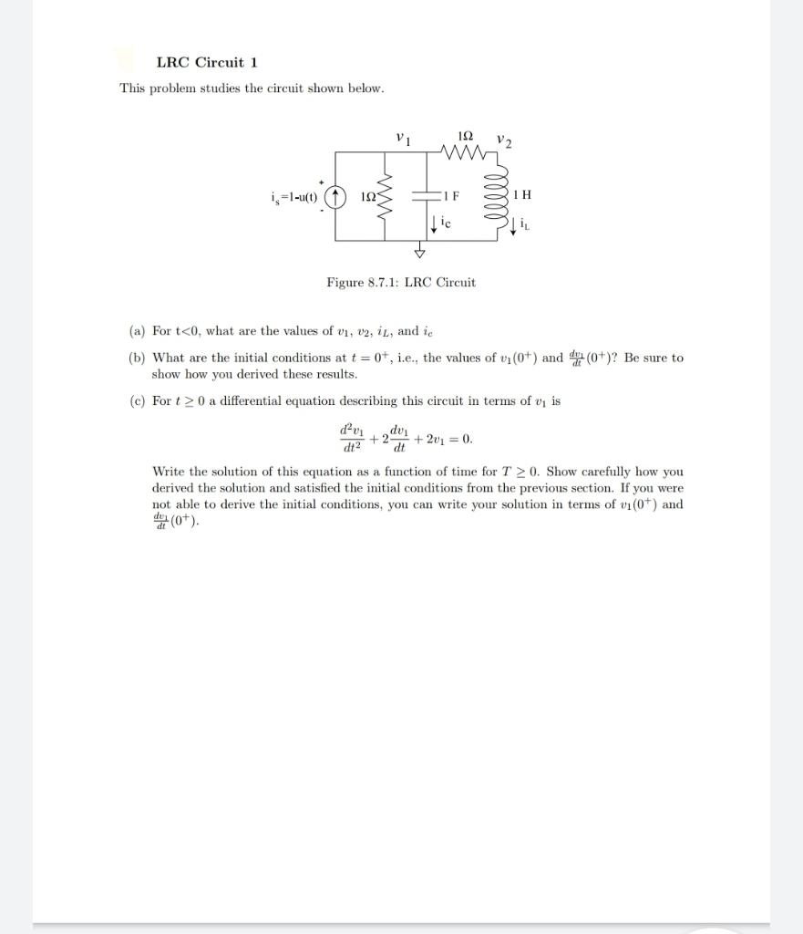 Solved LRC Circuit 1 This problem studies the circuit shown | Chegg.com