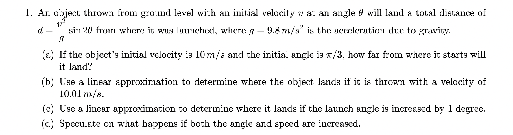 Solved 7 1. An object thrown from ground level with an | Chegg.com